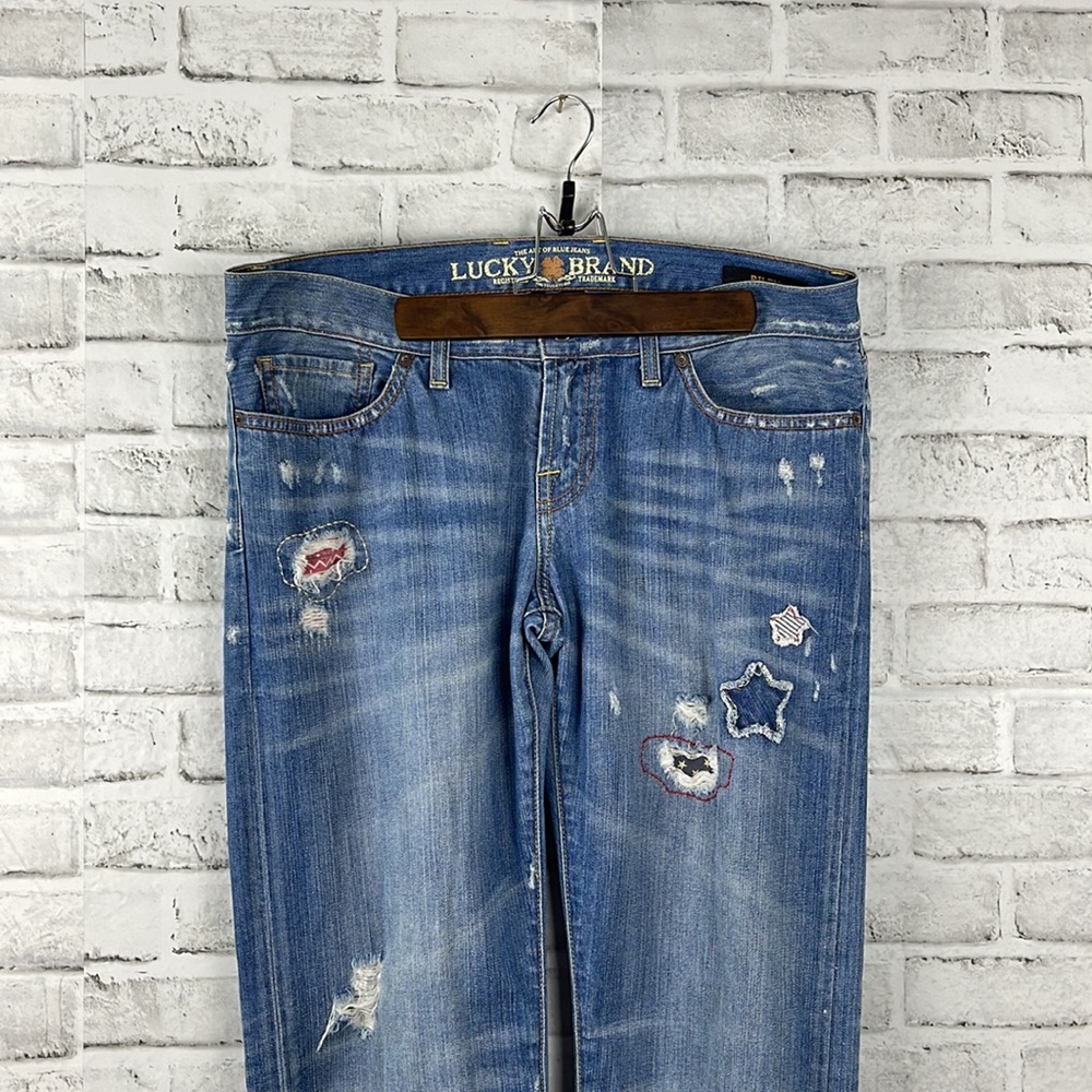 Lucky Legend Riley Boyfriend Jeans 8 29 US Flag Distressed Patchwork Star